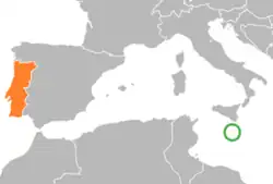 Lage von Malta und Portugal