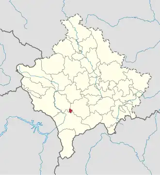 Lage der Gemeinde Mamusha im Kosovo (anklickbare Karte)