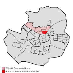 Lage von Roombeek-Roomveldje in der Gemeinde Enschede