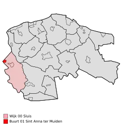 Lage von Sint Anna ter Muiden in der Gemeinde Sluis