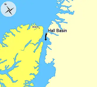 Karte von Hall-Becken Hall Basin