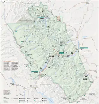 Detaillierte Karte von Glacier-Nationalpark (Vereinigte Staaten) und Waterton-Lakes-Nationalpark (Kanada)