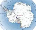 Streckenführung der von Leijerstam benutzten Route (blau) auf der South Pole Traverse (rot)