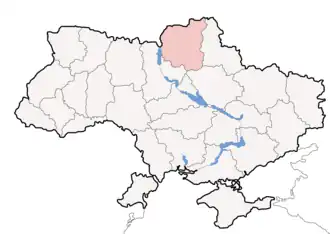 Karte der Ukraine mit Oblast Tschernihiw