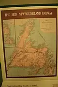 Karte des ehe­maligen Eisen­bahn­netzes auf Neu­fund­land