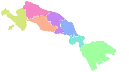 Karte der Stadtbezirke von Kawasaki