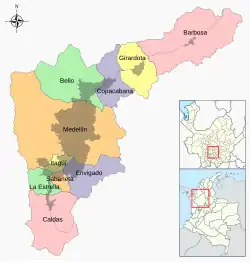 Lage von Área Metropolitana del Valle de Aburrá