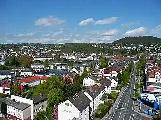Der Dammelsberg (rechts) vom „Affenfelsen“ in der Südstadt aus