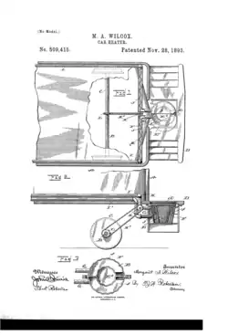 Wilcox US-Patent für eine Zugheizung, 1893.