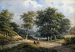Holländische Landschaft mit Bauernfamilie, Marinus Adrianus Koekkoek zugeschrieben.