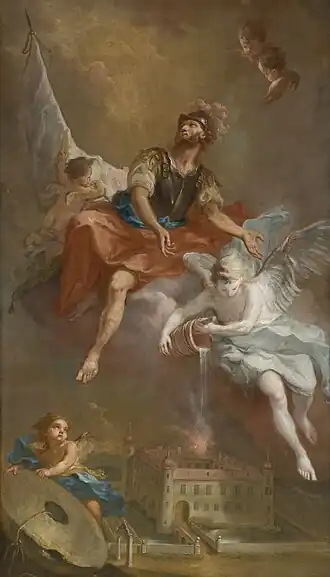 St. Florian rettet das brennende Schloss Stockern (Martin Johann Schmidt)