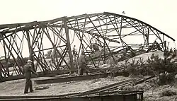 Aufnahme der umgestürzten Mastspitze