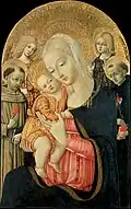 Matteo di Giovanni: Madonna mit Kind und den heiligen Antonius von Padua und Nikolaus von Tolentino 1470–1473