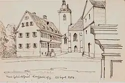 Lateinschule in Kirchheim unter Teck, Geburtshaus von Max Eyth, Zeichnung von Max Eyth, 1906, (→ Foto).