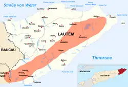Links eine Karte der ursprünglichen Verbreitung von McCords Schlangenhalsschildkröte auf Roti. Der Typusfundort von C.&nbsp;m.&nbsp;mccordi liegt in Busalangga, im Zentrum der Insel (orange). Der Typusfundort von C.&nbsp;m.&nbsp;roteensis befindet sich im Nordosten am Danau Oendui, auf der Tapuafu-Halbinsel.[2] Rechts eine Karte der Gewässer und Orte in der Gemeinde Lautém (Osttimor) mit der vermuteten Verbreitung von McCords Schlangenhalsschildkröte (orange). Der Typusfundort von C.&nbsp;m.&nbsp;timorensis liegt am Westufer des Sees Ira Lalaro. Sie lebt auch in den Nebenflüssen des Sees und am Irebere im Verwaltungsamt Iliomar im Südwesten.[3]