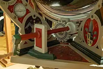 Detail der funktionsfähigen Mechanik der Replika des St.&nbsp;Galler Globus