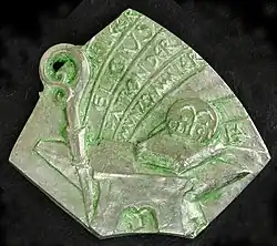 Medaille 30 Jahre Münzverein Neumarkt Oberpfalz und Umgebung, Bismut, 2020: Spindelpresse / Bischofsstab, Amboss, Triens auf Buch – Symbole des Hl. Eligius, Schutzpatron der Numismatiker