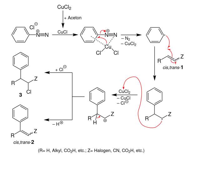 Vorgeschlagener Reaktionsmechanismus Meerwein-Arylierung