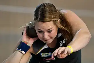 Melissa Boekelman stieß im Finale 57&nbsp;Zentimeter weniger als in der Qualifikation, sie wurde&nbsp;Zwölfte