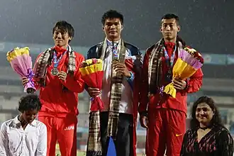 Guo Qi (rechts) bei den Asienmeisterschaften 2017 in Bhubaneswar