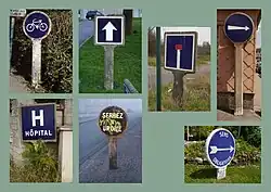 Zusammenstellung mehrerer Gebots- und Informationszeichen von Michelin