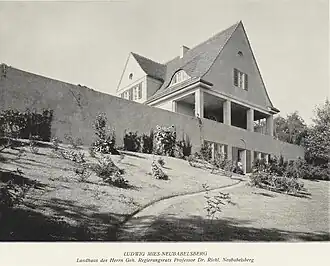 Südseite (historisch), mit Mauer und offener Veranda