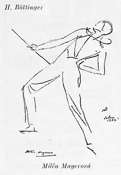 Skica tanečnice Milča Mayerová (1932)