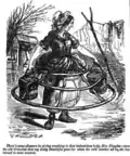 Milchmädchen mit Krinoline. Karikatur im Punch (1858)