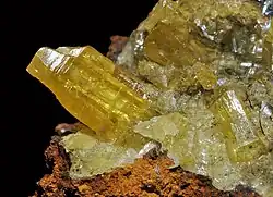 Honiggelber Mimetesitkristall auf Limonit aus Hat Yai, Thailand