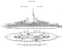 Die brasilianische Minas-Geraes-Klasse wurde vor den anderen Schlachtschiffen für südamerikanische Staaten entworfen und fertiggestellt und war kleiner und schlechter bewaffnet als die späteren Schiffe. Brasilien plante später zwei weitere Schlachtschiffe, um diesen Mangel zu beheben: die Rio de Janeiro und die Riachuelo. Da die Kosten dann doch nicht aufgebracht werden konnten, verkaufte die brasilianische Regierung die unfertige Rio de Janeiro an das Osmanische Reich, während für die Riachuelo bis zum Beginn des Ersten Weltkriegs noch nicht einmal der Kiel gestreckt worden war.[11][12] Die an die Türkei verkaufte Rio de Janeiro wurde von den Briten bei Kriegsausbruch beschlagnahmt und in Agincourt umbenannt. Sie wurde nach dem Krieg abgewrackt.