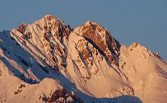 Mittagspitze (links) und Fiechter Spitze (rechts) von Süden