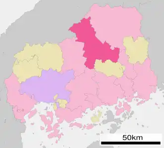 Lage Miyoshis in der Präfektur