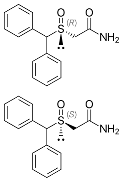 Struktur der beiden Enantiomeren von Modafinil