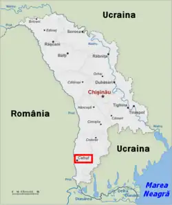 Karte von Moldawien, Position von Cahul hervorgehoben
