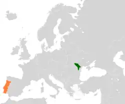 Lage von Republik Moldau und Portugal