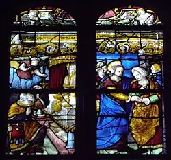 Ein Engel erscheint Zacharias (links), Mariä Heimsuchung (rechts)