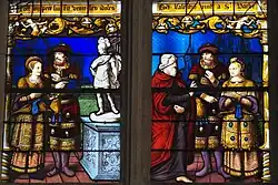 Barbara und ihr Vater Dioscuros (links); der Priester Valentinus unterrichtet Barbara im christlichen Glauben (rechts)