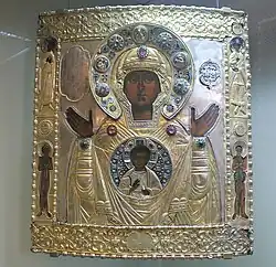 Die Muttergottes vom Zeichen mit Silberriza im Staatlichen Historischen Museum in Moskau, 18. Jahrhundert