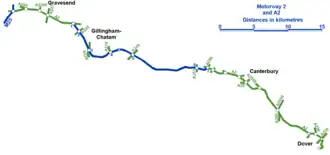 Verlauf des Motorways M2