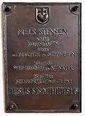 Erinnerungstafel für Bischof Niels Stensen in der Maximuskapelle des Domes zu Münster/Westfalen