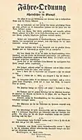 Fährordnung 1902, erlassen durch den Grossherzöglichen Herrn Landeskommissär.