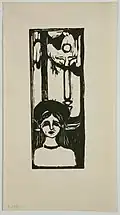Sommernacht. Die Stimme (1898), Holzschnitt, ca. 25 × 9,5 cm, Munch-Museum Oslo