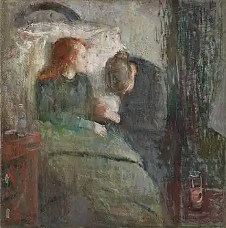 Das kranke Kind (1885/86), Öl auf Leinwand, 119,5 × 118,5 cm, Norwegische Nationalgalerie Oslo