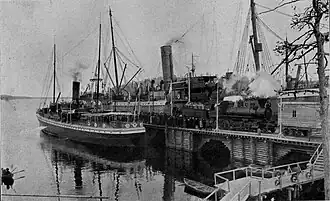 Anlegestelle Tschupa während des Baus der Murmanbahn (1916)