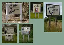 Zusammenstellung verschiedener Schidertafeln zwischen zwei Tragsäulen