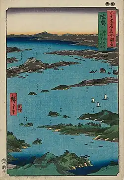 28: Provinz Mutsu Matsushima fūkei Tomiyama chōbō-no-ryakuzu (松島風景 富山眺望之略図)