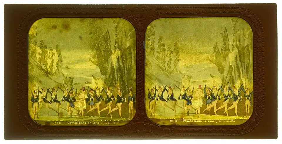 Die Schwalben. Stereoskopie von Jules Alexandre Marinier, um 1875