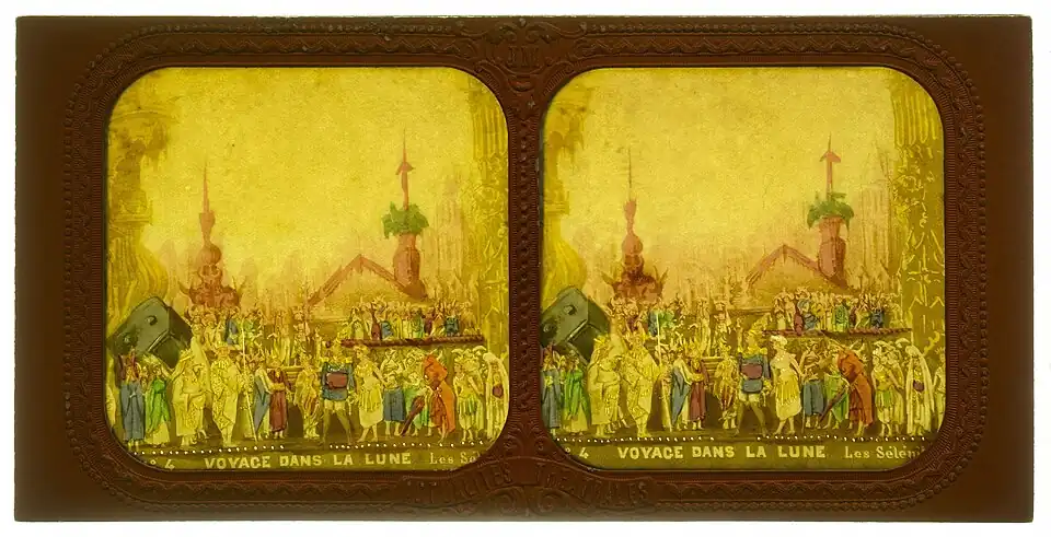 Die Seleniten. Stereoskopie von Jules Alexandre Marinier, um 1875