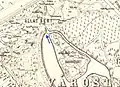 Die Nádor-Insel samt gleichnamiger Brücke auf einem Stadtplan von 1882