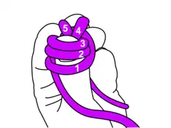 Außer der neuen Schlinge (1) stehen jetzt vier wei­te­re Schlingen­bögen zur Ver­fügung. Sie brauchen nicht alle ver­wendet zu werden.